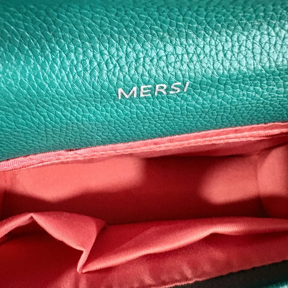 MERSI Teal Pebbled Leather Studded Crossbody Bag - Picture 7 of 10